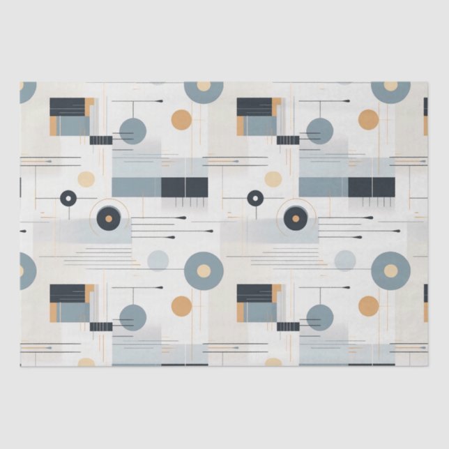 Pastel colours mid-century geometric pattern tissue paper (Front)