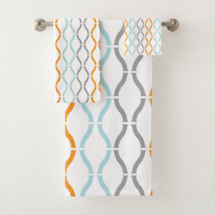 Pastel Colours Modern Geometric Lines Bath Towel Set