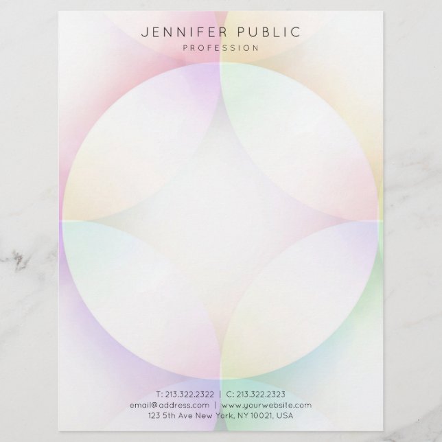 Pastel Colours Modern Simple Elegant Template Custom Letterhead (Front)