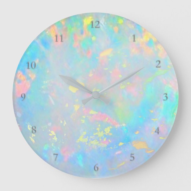 pastel colours opal texture large clock (Front)