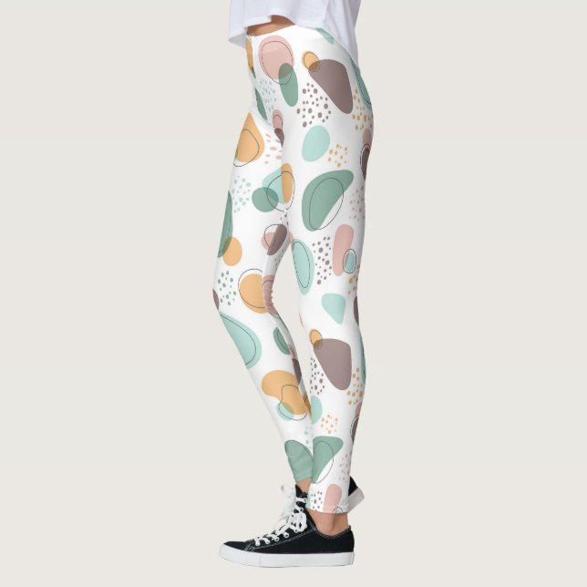 Pastel Colours Organic Shapes Seamless Pattern Leggings (Left)