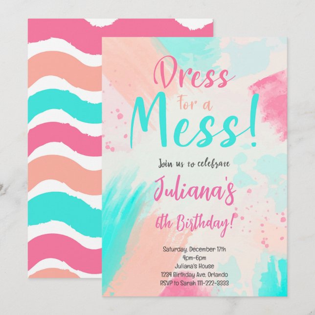 Pastel Colours Painting Birthday Invitation (Front/Back)