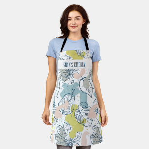 Pastel colours Palm leaves and organic shapes Apron