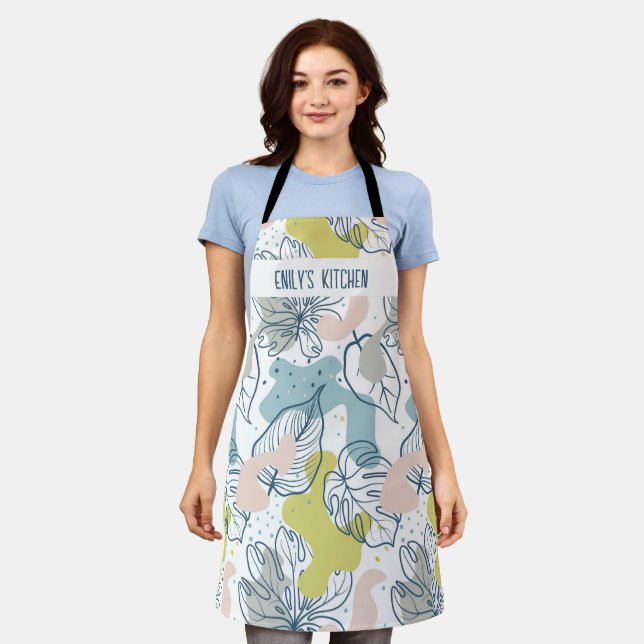 Pastel colours Palm leaves and organic shapes Apron (Worn)