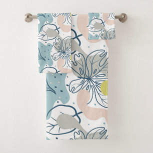 Pastel colours Palm leaves and organic shapes Bath Towel Set