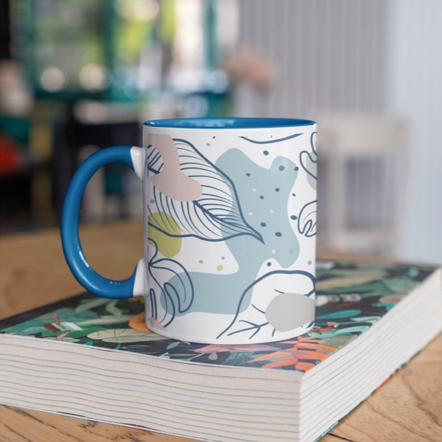 Pastel colours Palm leaves and organic shapes Coffee Mug (Creator Uploaded)