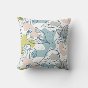 Pastel colours Palm leaves and organic shapes Cushion