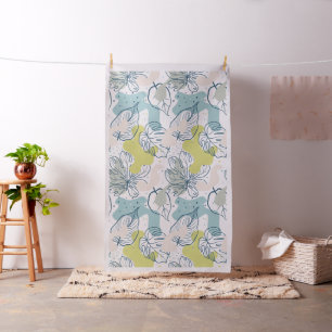 Pastel colours palm leaves and organic shapes fabric