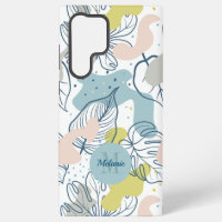 Pastel colours Palm leaves and organic shapes