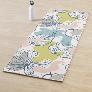 Pastel colours Palm leaves and organic shapes Yoga Mat