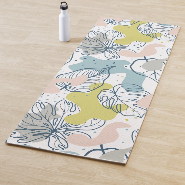 Pastel colours Palm leaves and organic shapes Yoga Mat (In Situ)
