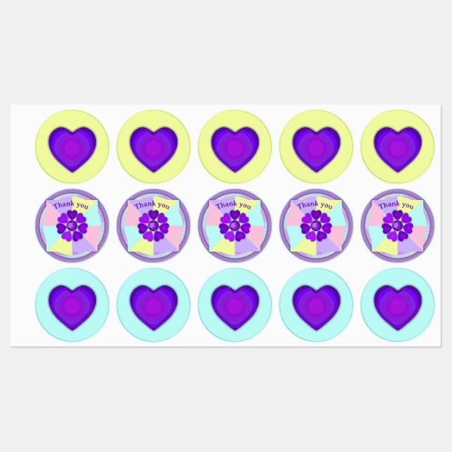 Pastel colours & purple hearts beating (Sheet)
