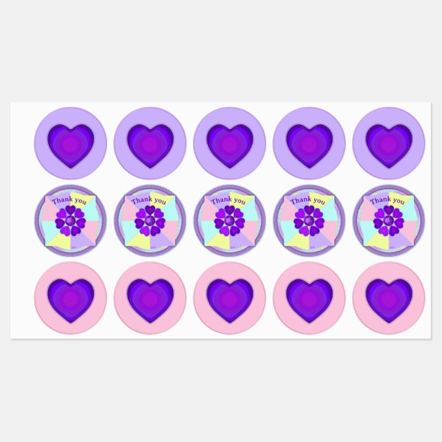 Pastel colours & purple hearts beating (Sheet)