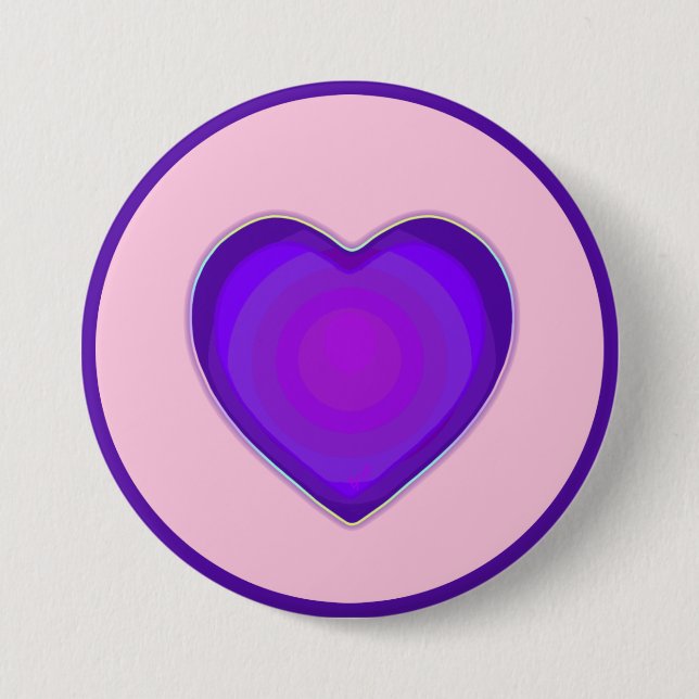 Pastel colours & purple hearts beating 7.5 cm round badge (Front)