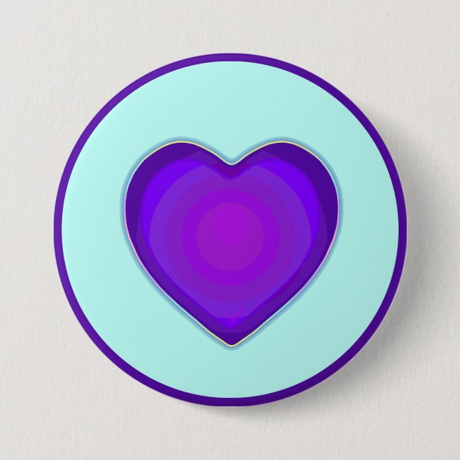 Pastel colours & purple hearts beating 7.5 cm round badge (Front)