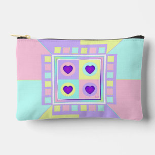 pastel colours & purple hearts beating accessory pouch