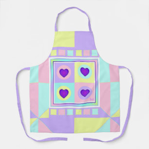Pastel colours & purple hearts beating apron