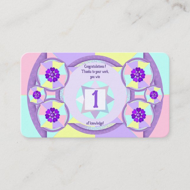 Pastel colours & purple hearts beating business card (Front)