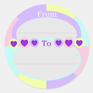 Pastel colours & purple hearts beating classic round sticker