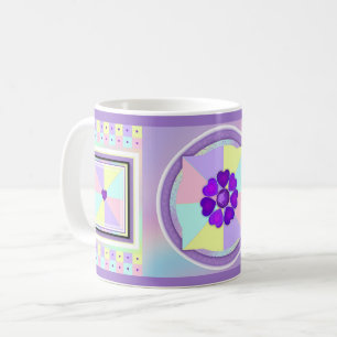 Pastel colours & purple hearts beating coffee mug