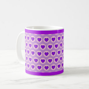 Pastel colours & purple hearts beating coffee mug