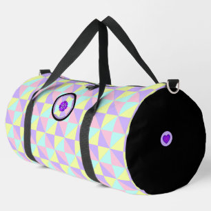 pastel colours & purple hearts beating duffle bag
