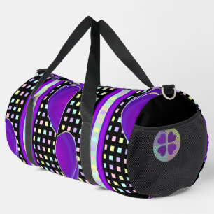 pastel colours & purple hearts beating duffle bag