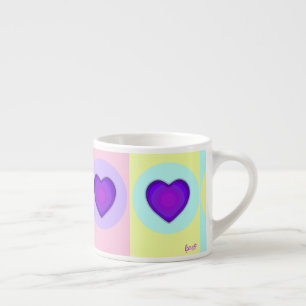 Pastel colours & purple hearts beating espresso cup