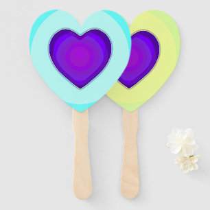 Pastel colours & purple hearts beating hand fan