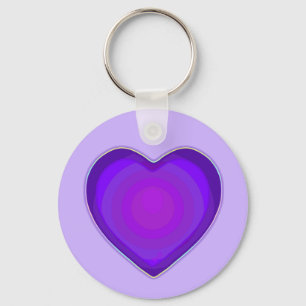 Pastel colours & purple hearts beating key ring