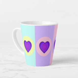 Pastel colours & purple hearts beating latte mug