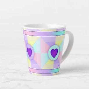 Pastel colours & purple hearts beating latte mug
