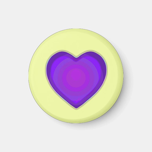 Pastel colours & purple hearts beating magnet (Front)