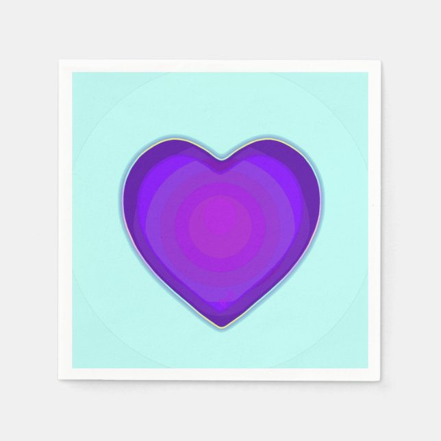 Pastel colours & purple hearts beating napkin (Front)
