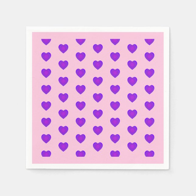 Pastel colours & purple hearts beating napkin (Front)