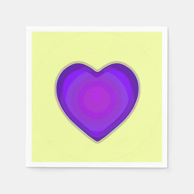Pastel colours & purple hearts beating napkin (Front)