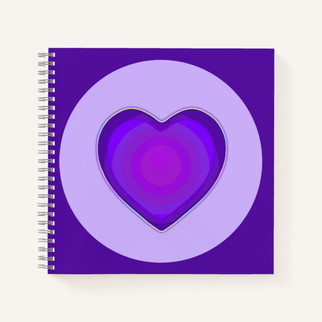 Pastel colours & purple hearts beating notebook (Front)