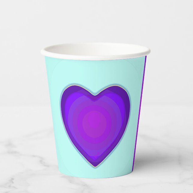 Pastel colours & purple hearts beating paper cups (Front)