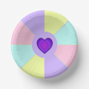 Pastel colours & purple hearts beating paper plate