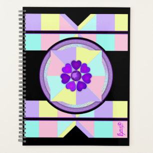 Pastel colours & purple hearts beating planner