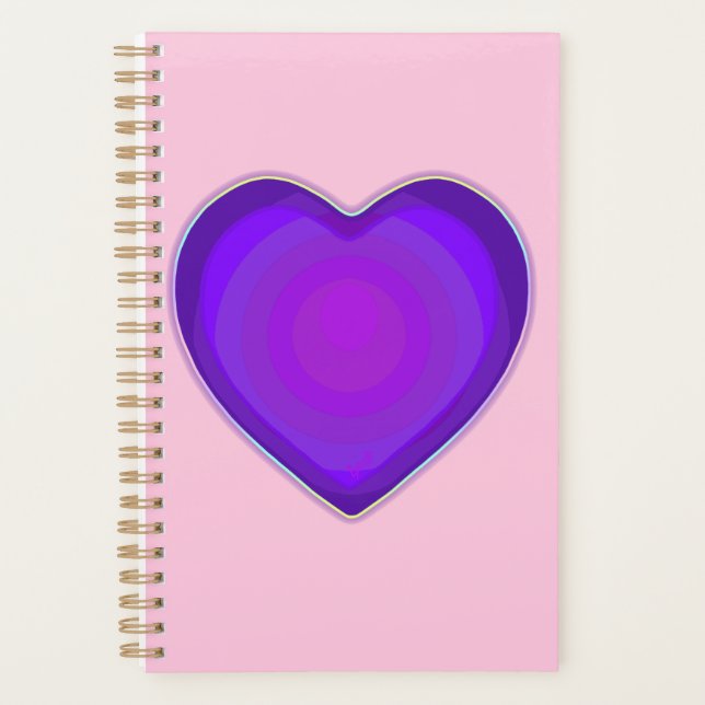 Pastel colours & purple hearts beating planner (Front)