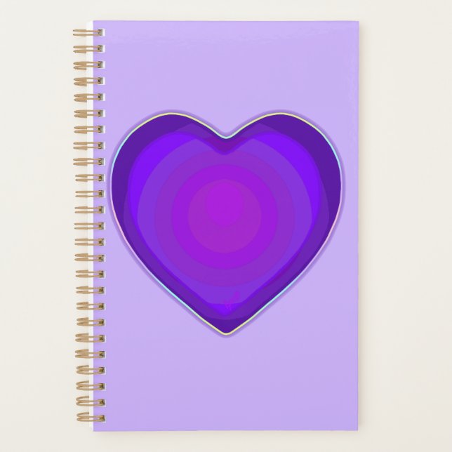 Pastel colours & purple hearts beating planner (Front)