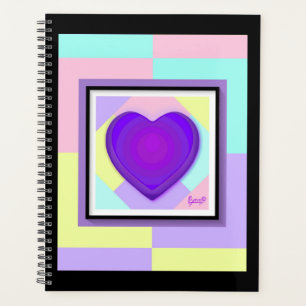 Pastel colours & purple hearts beating planner