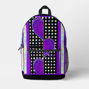 pastel colours & purple hearts beating printed backpack
