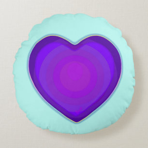 Pastel colours & purple hearts beating round cushion
