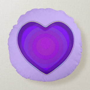 Pastel colours & purple hearts beating round cushion