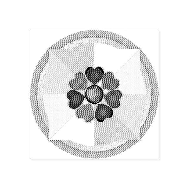 Pastel colours & purple hearts beating rubber stamp (Imprint)