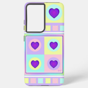 Pastel colours & purple hearts beating samsung galaxy case