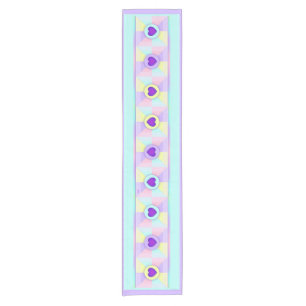 Pastel colours & purple hearts beating short table runner