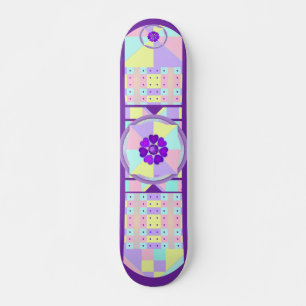 Pastel colours & purple hearts beating skateboard